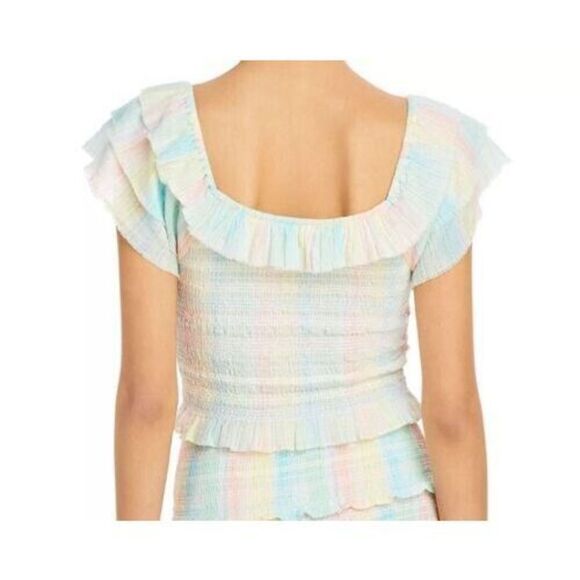 LoveShackFancy Women's Sz M Multi Horizon Hand Dye Saba Ruffle Crop Top $195 - Picture 10 of 10